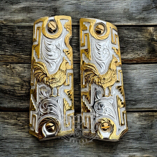 1911 45 38 Super Full Size Gallo Gold Gun Pistol Grip Cachas & 24K Screws