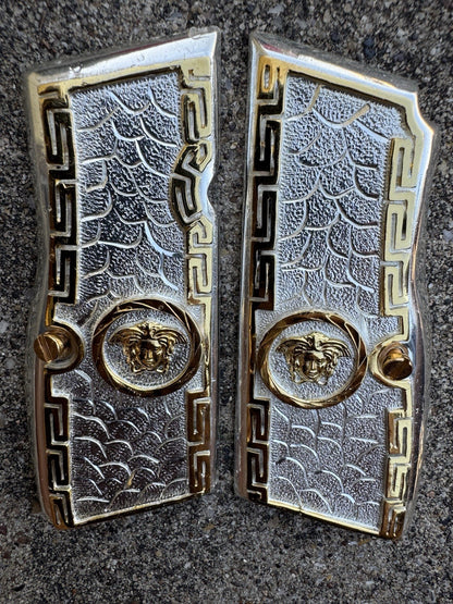 Browning Hi-Power 9mm Versace Gold Gun Pistol Grip Cachas & 2 24K Screws