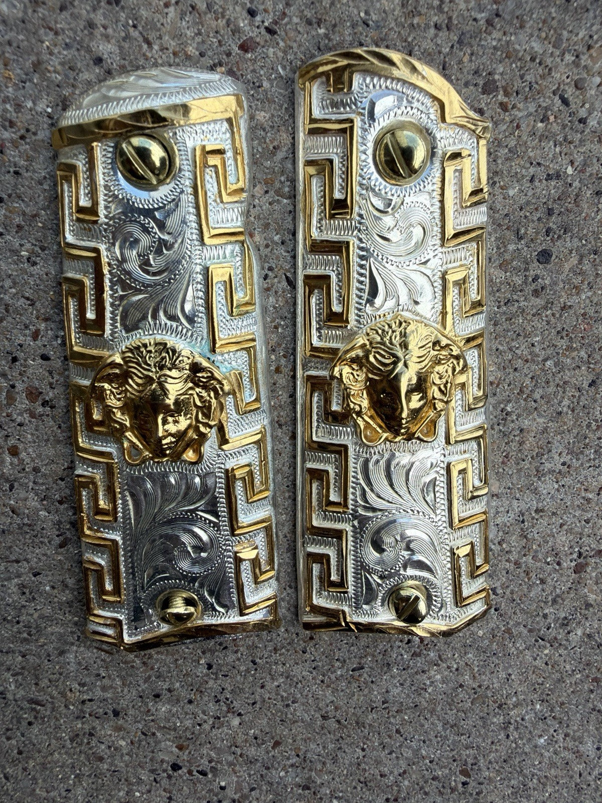 1911 45 38 Super Full Size Versace Gold Gun Pistol Grip Cachas & 24K Screws