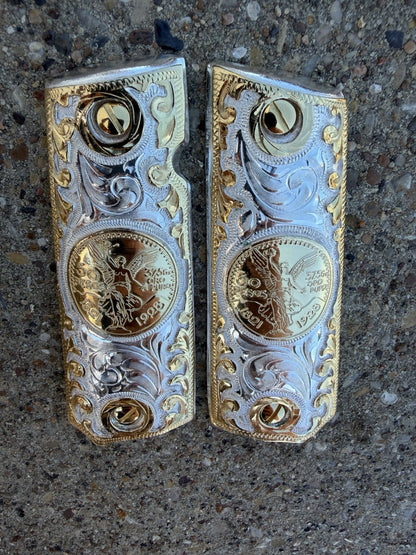 1911 45 38 Super Full Size Centenario Gold Gun Pistol Grip Cachas & 24K Screws