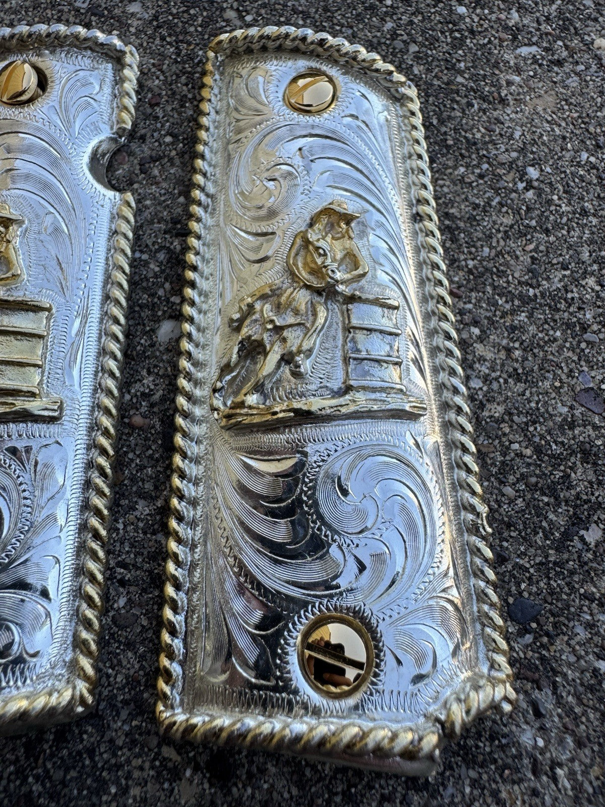1911 45 38 Super Full Size Gold Gun Pistol Grip Cachas Chapeado & 24K Screws