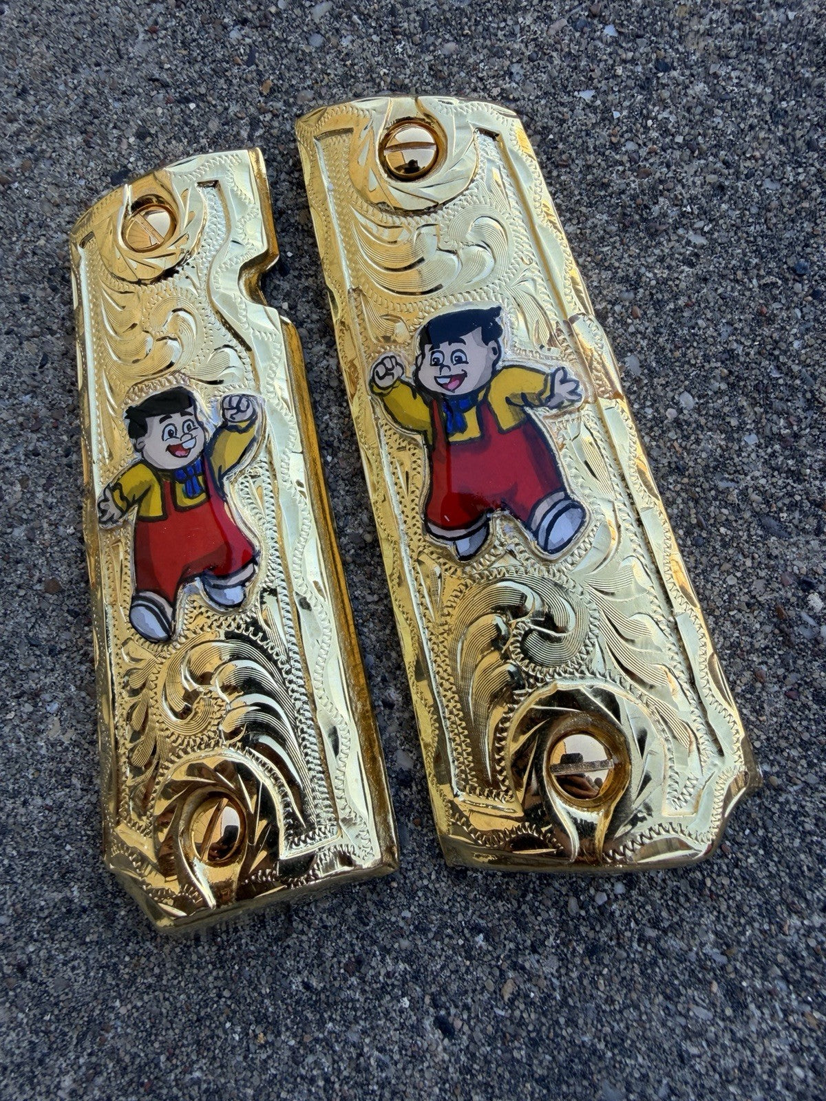 1911 45 38 Super Full Size Ñoño Gold Gun Pistol Grip Cachas & 24K Screws