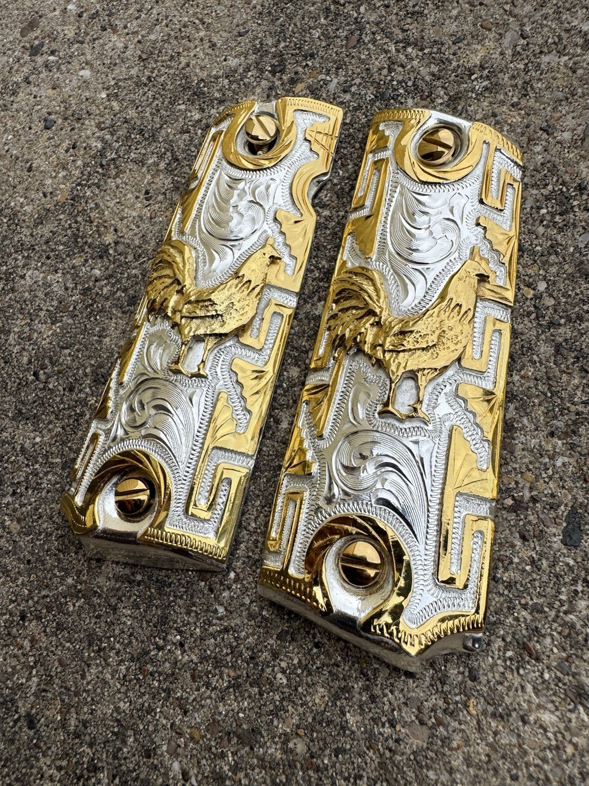 1911 45 38 Super Full Size Gallo Gold Gun Pistol Grip Cachas & 24K Screws