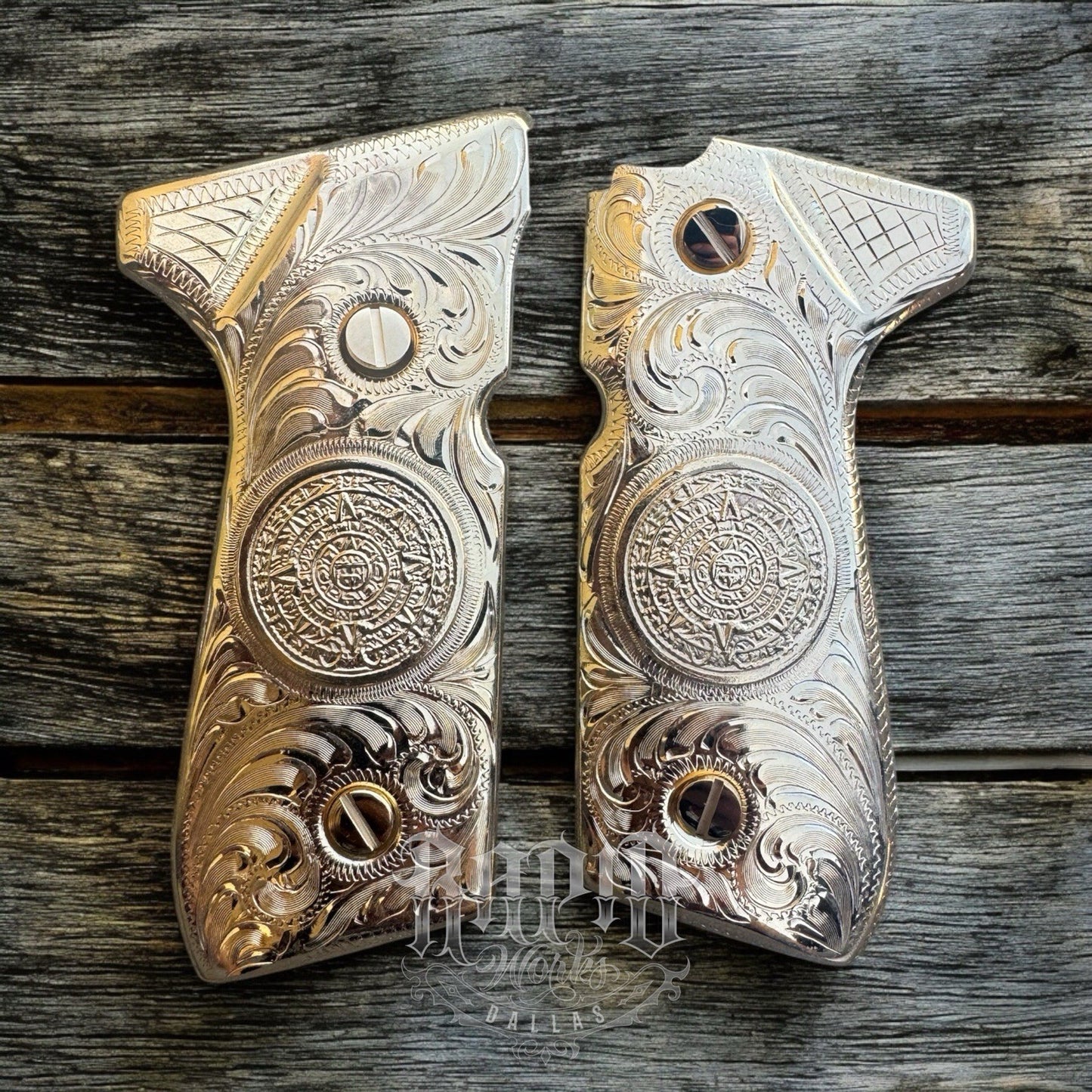 Beretta 92FS Cachas Scorpion Gold Plated Pistol Custom Grips & Gold Screws
