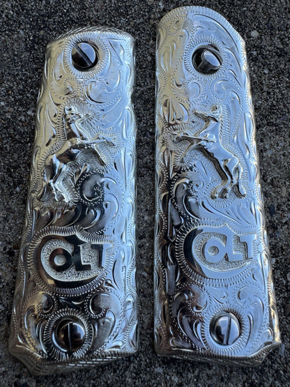 1911 45 38 Super Full Size Colt Horse Gun Pistol Grip Cachas & Polished Screws