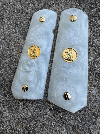 1911 45 38 Super Full Size Resin Gold Colt Coin Gun Pistol Grip Cachas