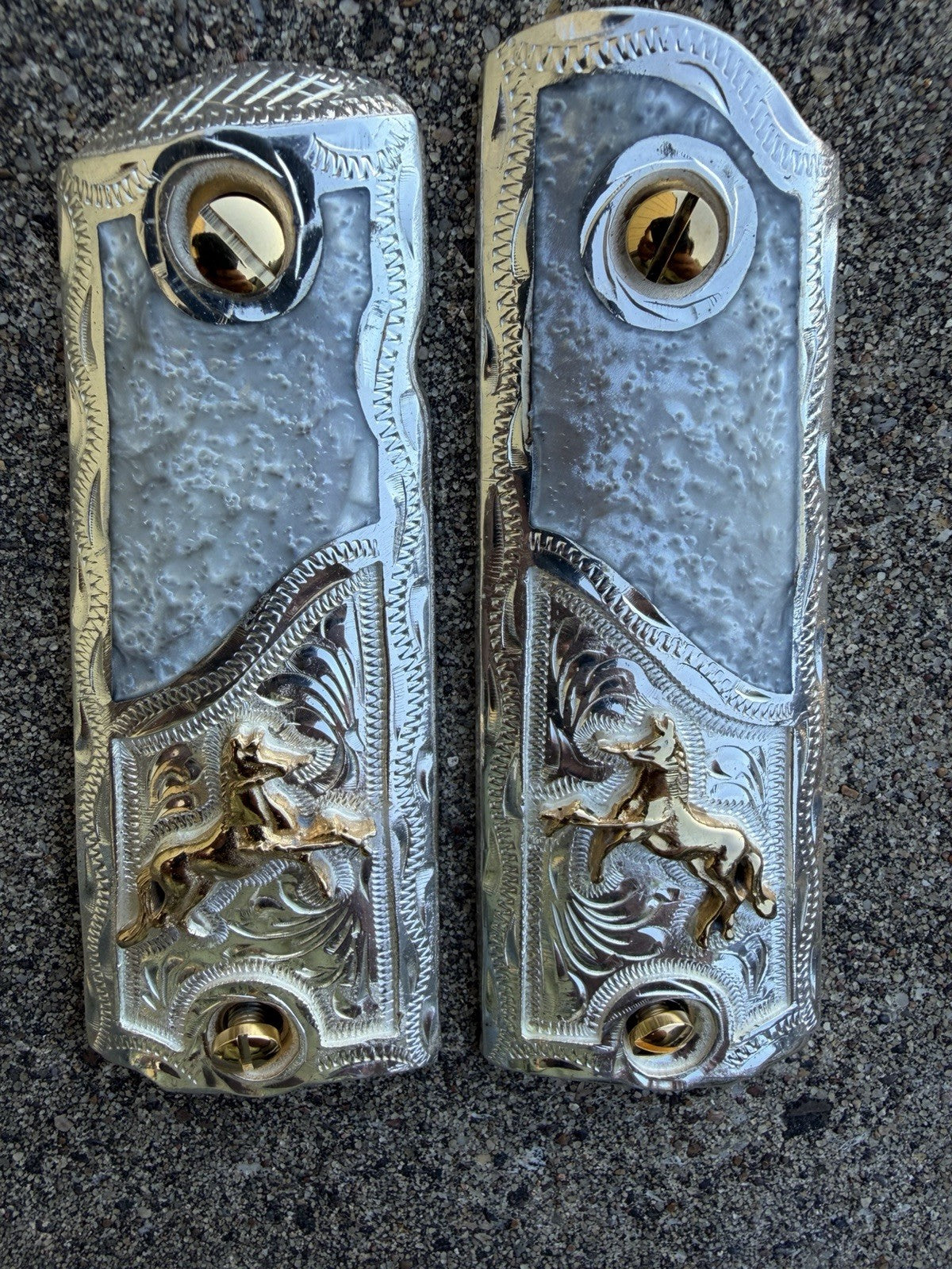 1911 45 38 Super Full Size Horse Gold Gun Pistol Grip Cachas & 24K Screws