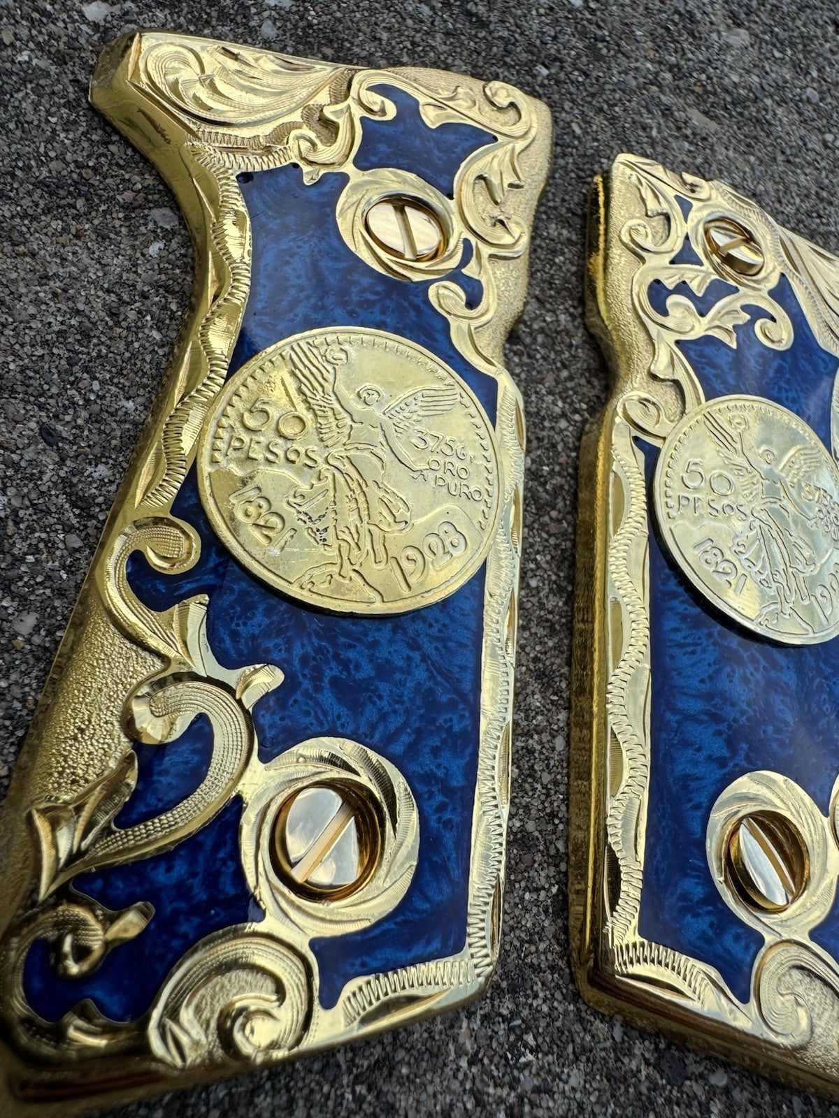 Beretta 92FS Cachas Centenario Gold Plated Pistol Custom Grips & 24k Gold Screws