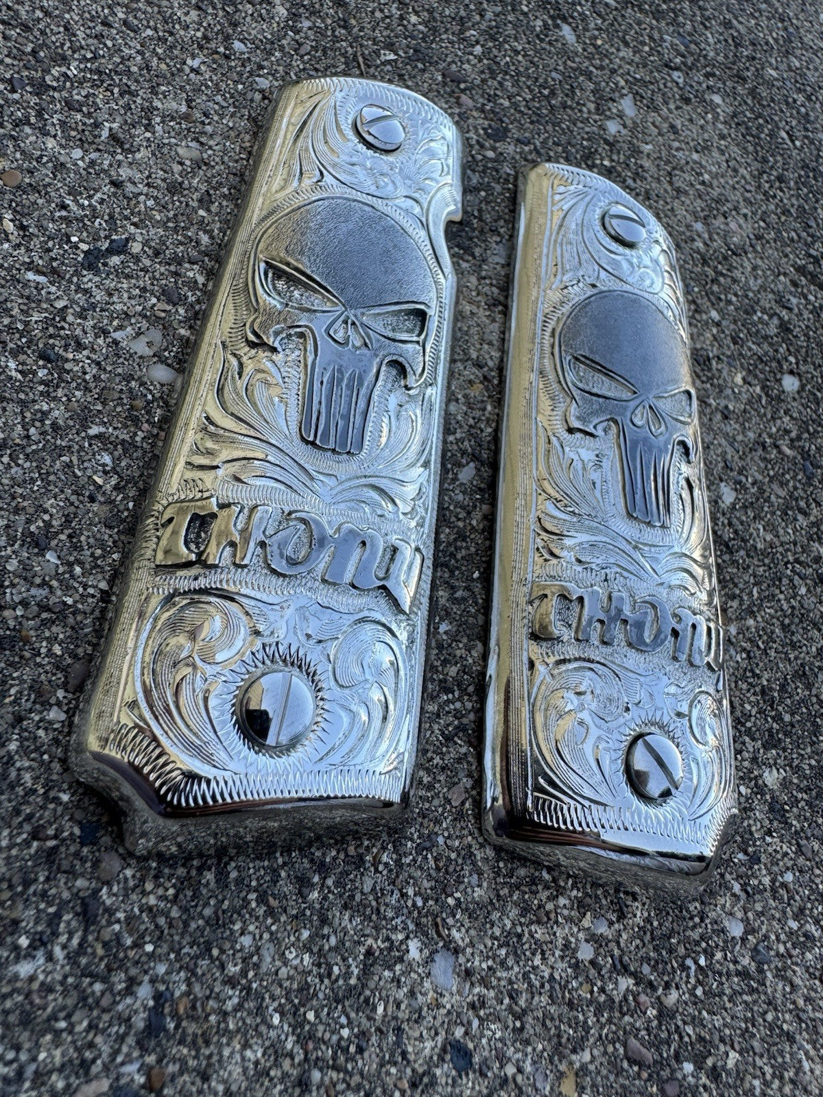 1911 45 38 Super Full Size Thony Gun Pistol Grip Cachas & Polished Screws