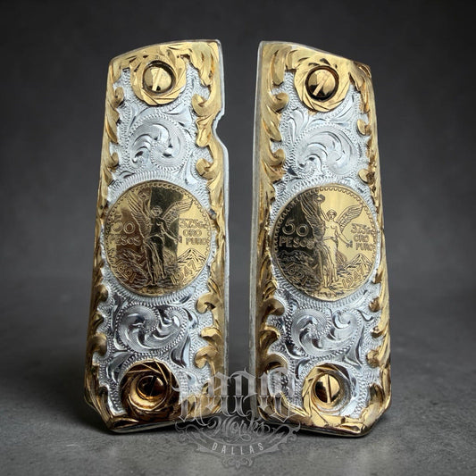 1911 45 38 Super Full Size Centenario Gold Gun Pistol Grip Cachas & 24K Screws