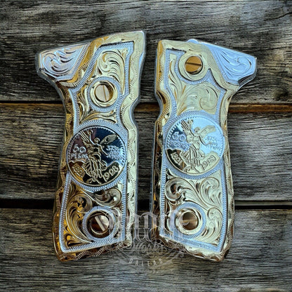 Beretta 92FS Cachas Centenario Gold Plated Pistol Custom Grips & Gold Screws