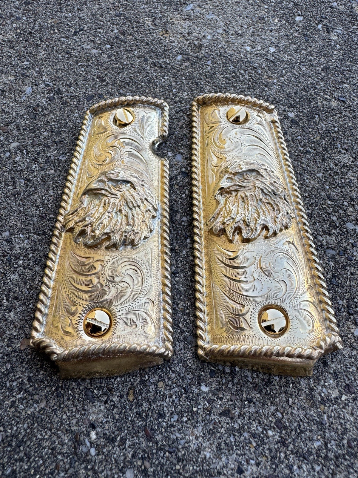1911 45 38 Super Full Size Gold Gun Pistol Grip Cachas Chapeado & 24K Screws