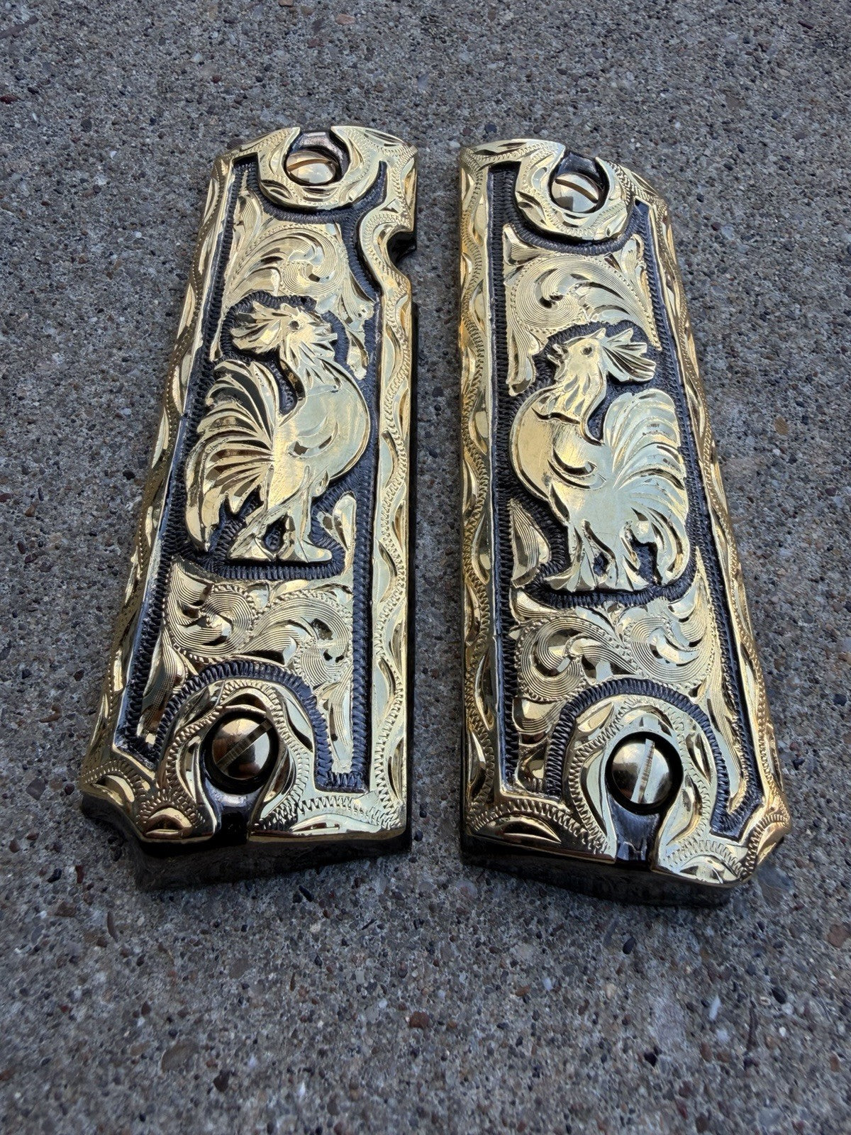 1911 45 38 Super Full Size Gallo Gold Gun Pistol Grip Cachas & 24K Screws