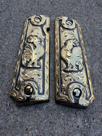 1911 45 38 Super Full Size Gallo Gold Gun Pistol Grip Cachas & 24K Screws