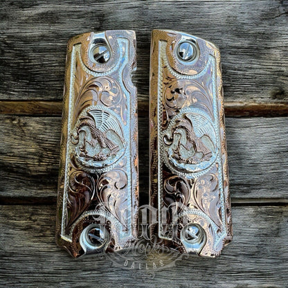 1911 45 38 Super Full Size Aguila Rose Gold Gun Pistol Grip Cachas & 24K Screws