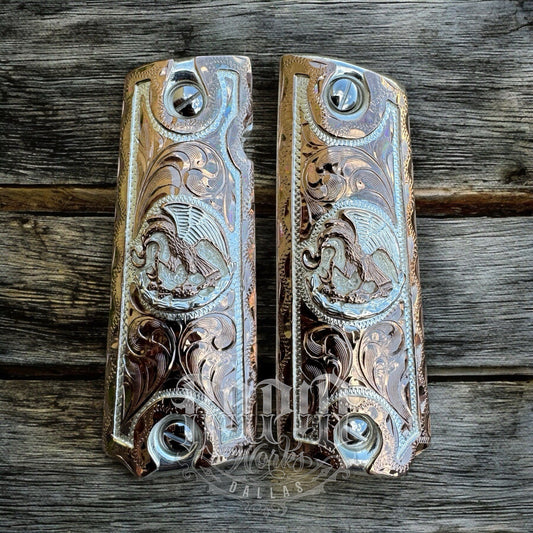 1911 45 38 Super Full Size Aguila Rose Gold Gun Pistol Grip Cachas & 24K Screws