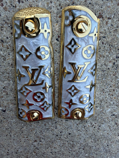1911 45 38 Super Full Size Gold Gun Pistol Grip Cachas Chapeado & 24K Screws