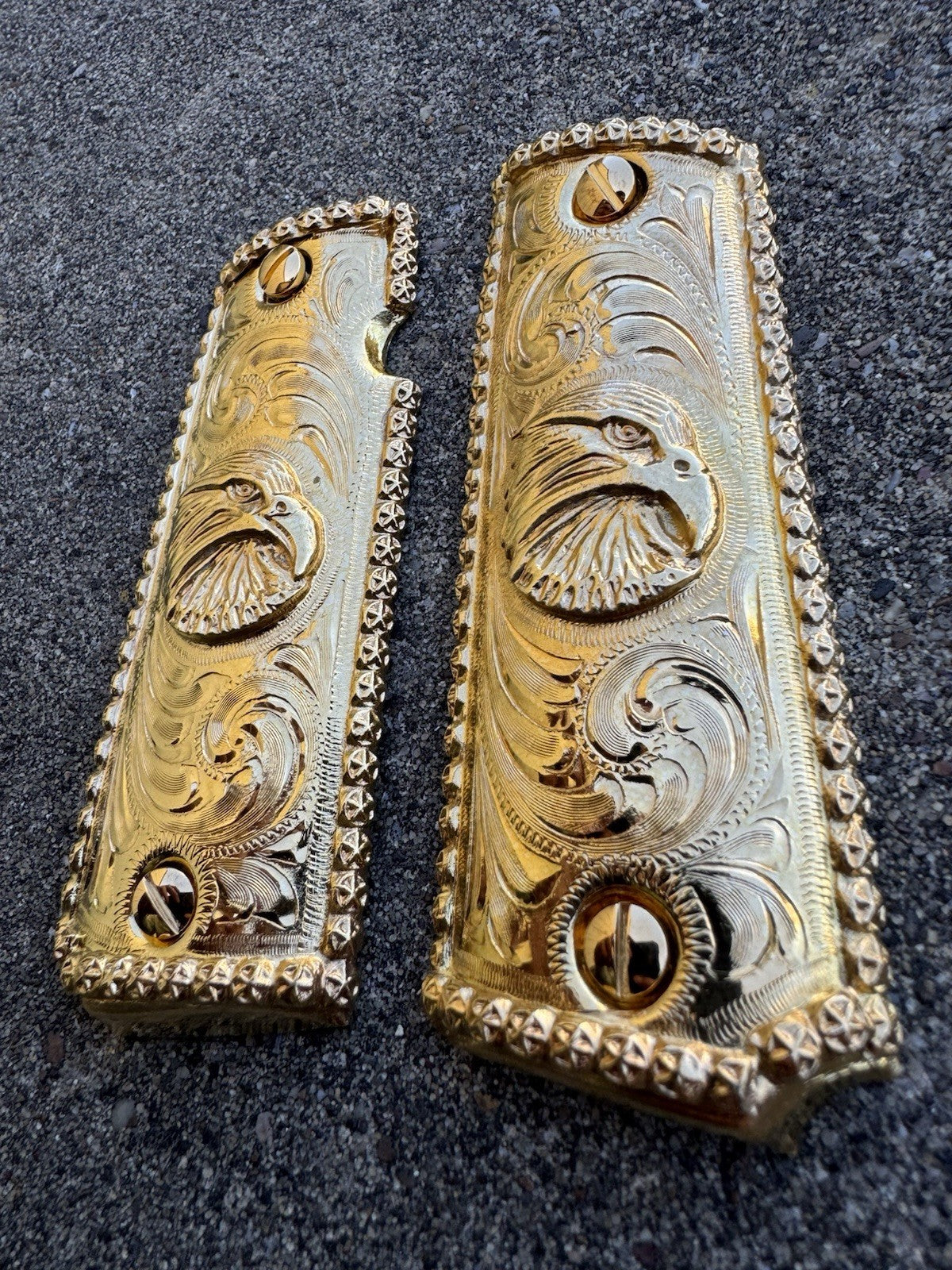 1911 45 38 Super Full Size Gold Gun Pistol Grip Cachas Chapeado & 24K Screws