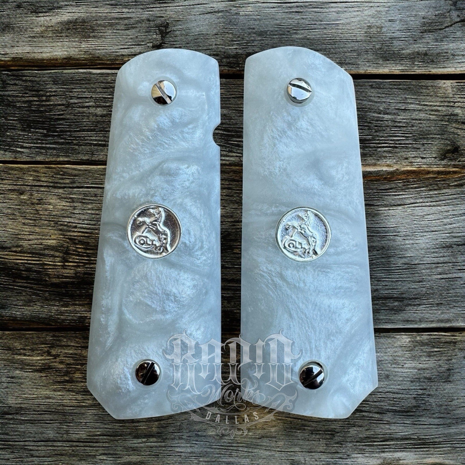 1911 45 38 Super Full Size Resin Silver Colt Coin Gun Pistol Grip Cachas