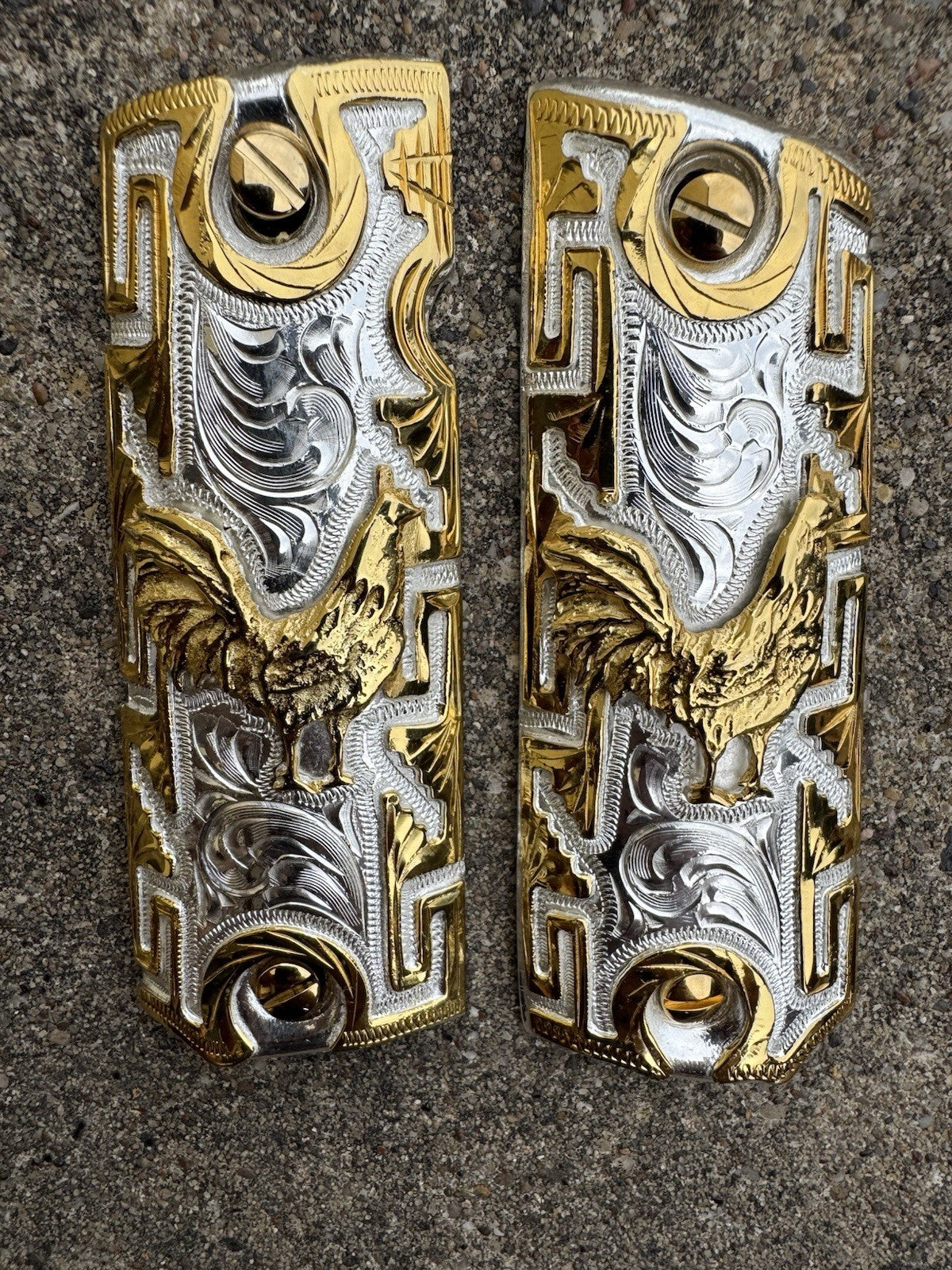 1911 45 38 Super Full Size Gallo Gold Gun Pistol Grip Cachas & 24K Screws