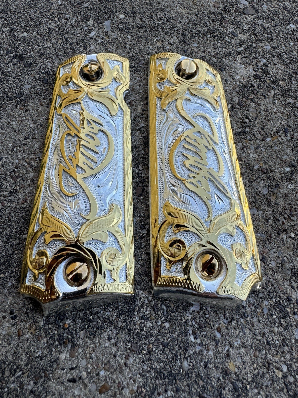 1911 45 38 Super Full Size KIMBER Gold Gun Pistol Grip Cachas & 24K Screws