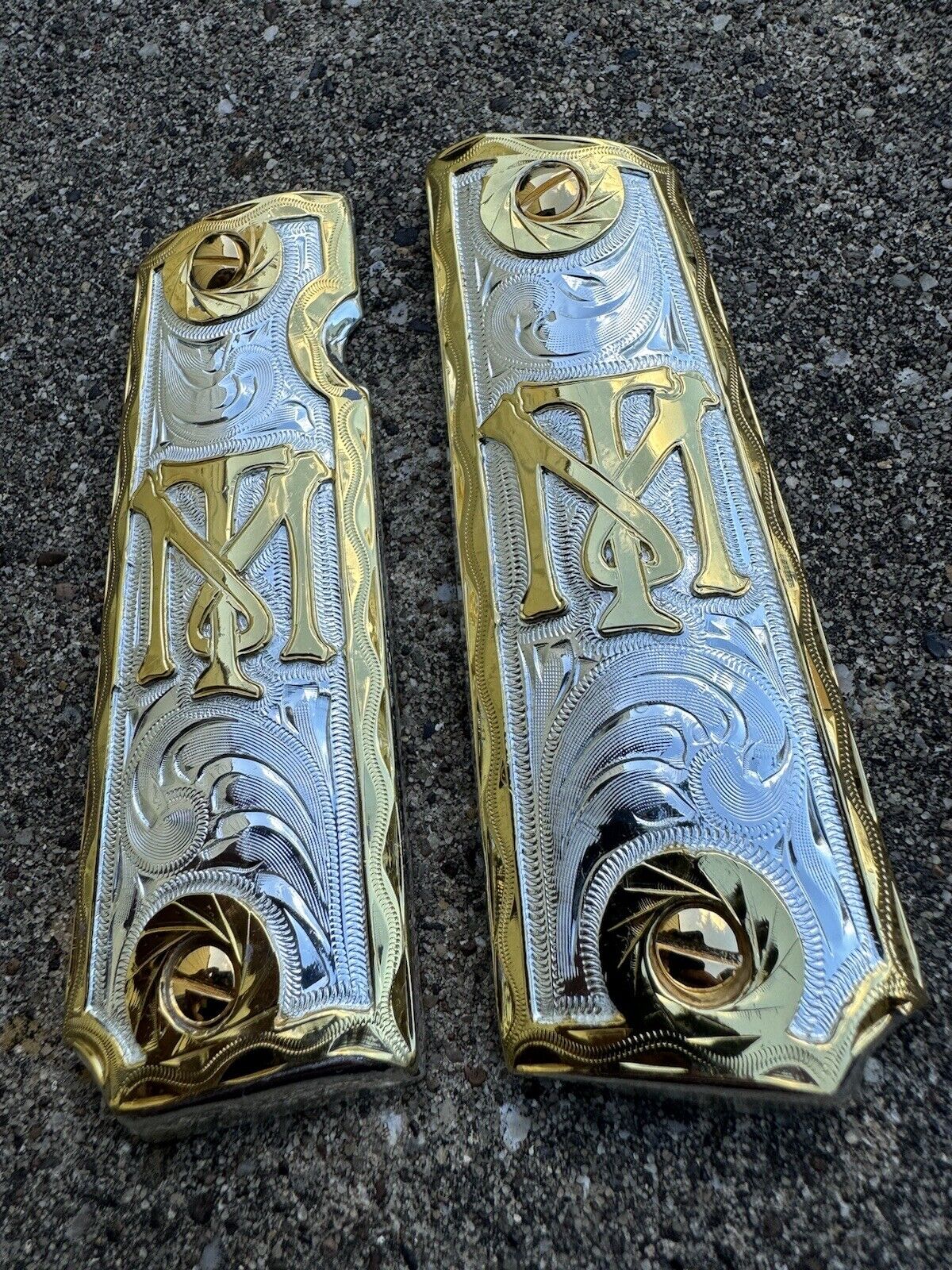 1911 45 38 Super Full Size Scarface Gold Gun Pistol Grip Cachas & 24K Screws