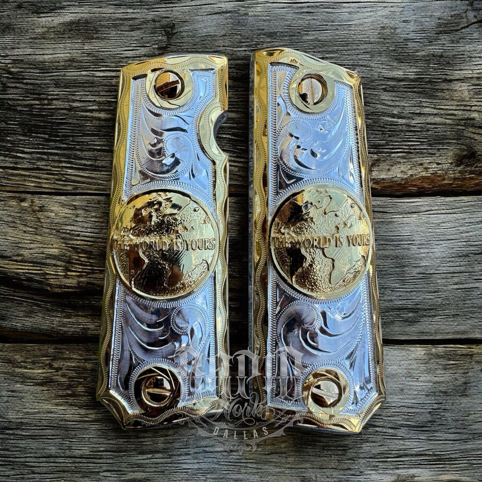 1911 45 38 Super Full Size Gold Gun Pistol Grip Cachas & 24K Screws