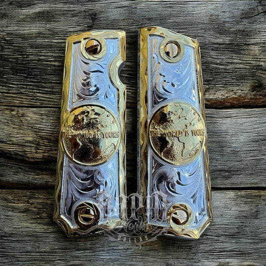 1911 45 38 Super Full Size Gold Gun Pistol Grip Cachas & 24K Screws