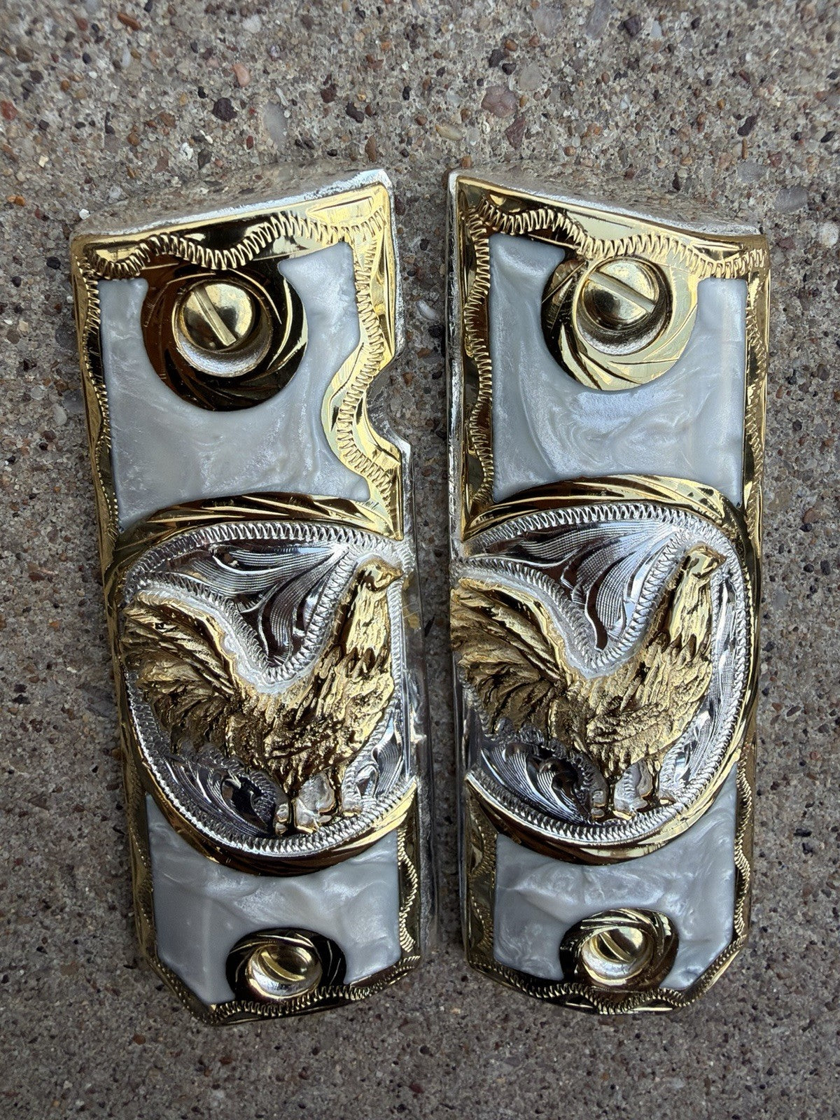 1911 45 38 Super Full Size Gallo Gold Gun Pistol Grip Cachas & 24K Screws