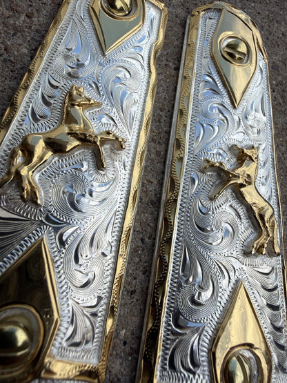 1911 45 38 Super Full Size Horse Gold Gun Pistol Grip Cachas & 24K Screws
