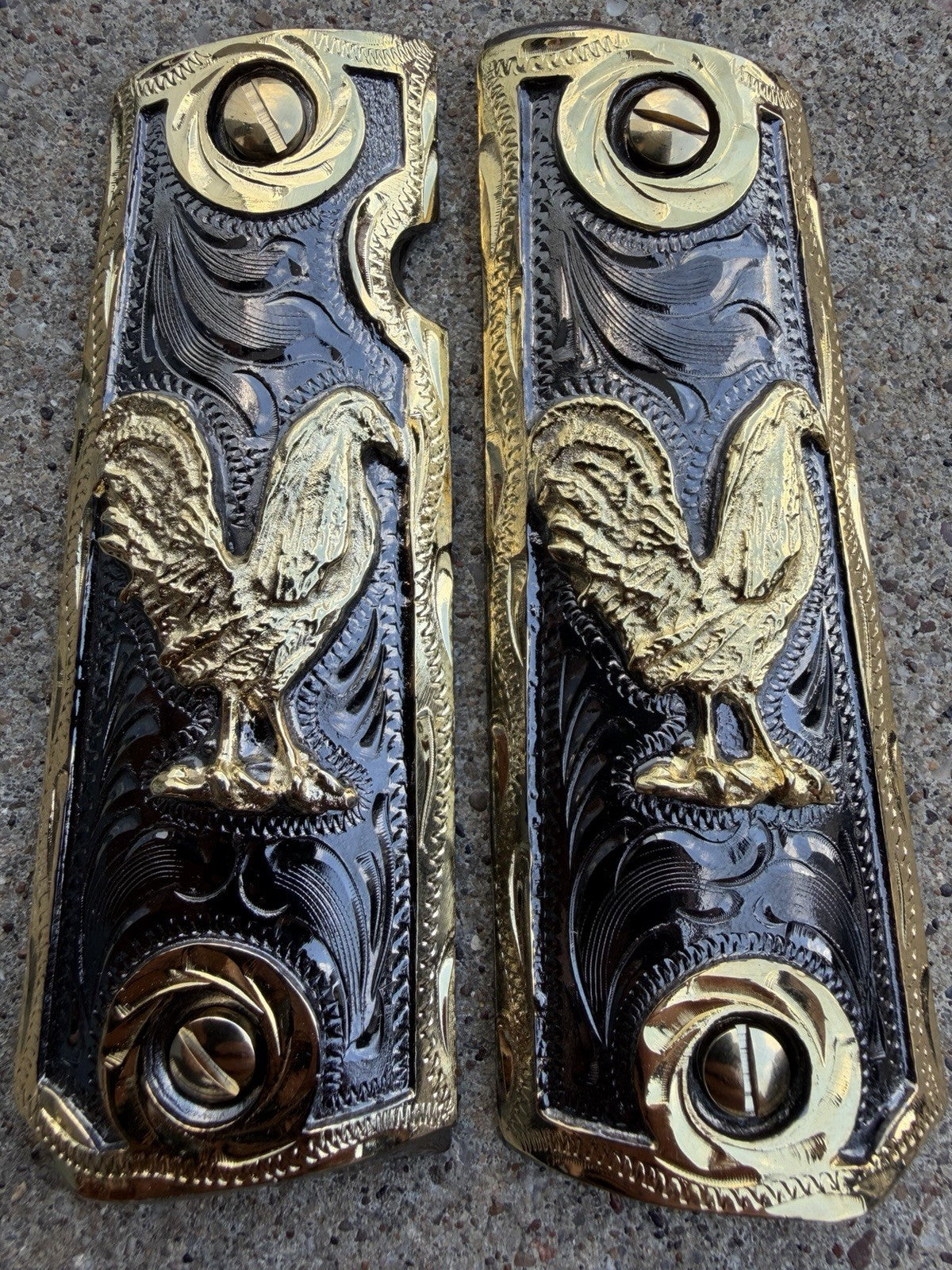 1911 45 38 Super Full Size Gallo Gold Gun Pistol Grip Cachas & 24K Screws