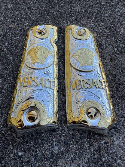 1911 45 38 Super Full Size Versace Gold Gun Pistol Grip Cachas & 24K Screws