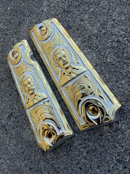 1911 45 38 Super Full Size Gold Gun Pistol Grip Cachas Chapeado & 24K Screws