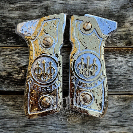 Beretta 92FS Cachas Gold Plated Pistol Custom Grips & Gold Screws