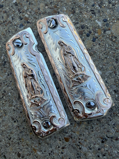 1911 45 38 Super Full Size Virgen De Guadalupe Rose Gold Grip Cachas & Screws