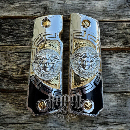 1911 45 38 Super Full Size Versace Gold Gun Pistol Grip Cachas & 24K Screws