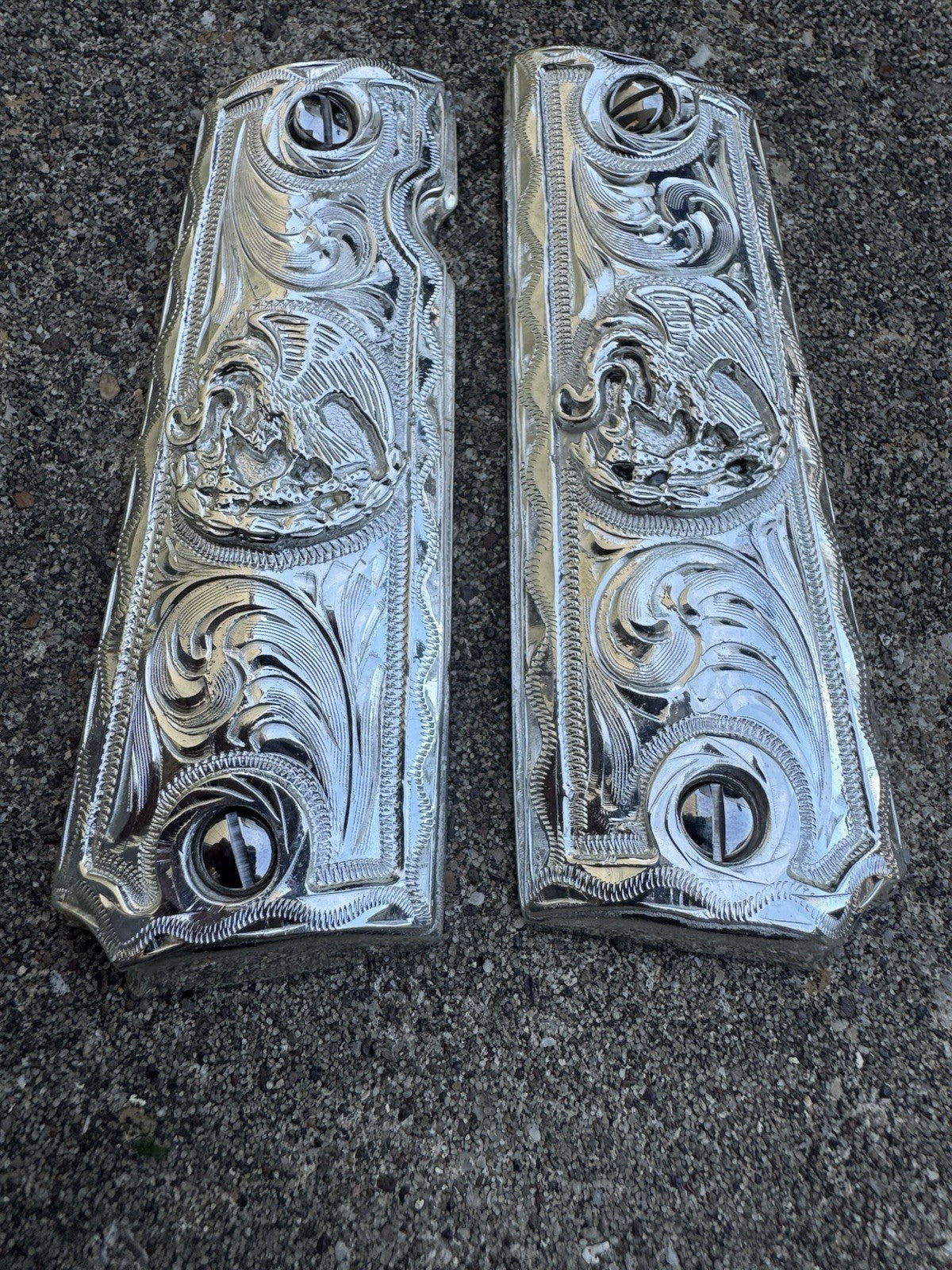 1911 45 38 Super Full Size Aguila Gun Pistol Grip Cachas & Polished Screws