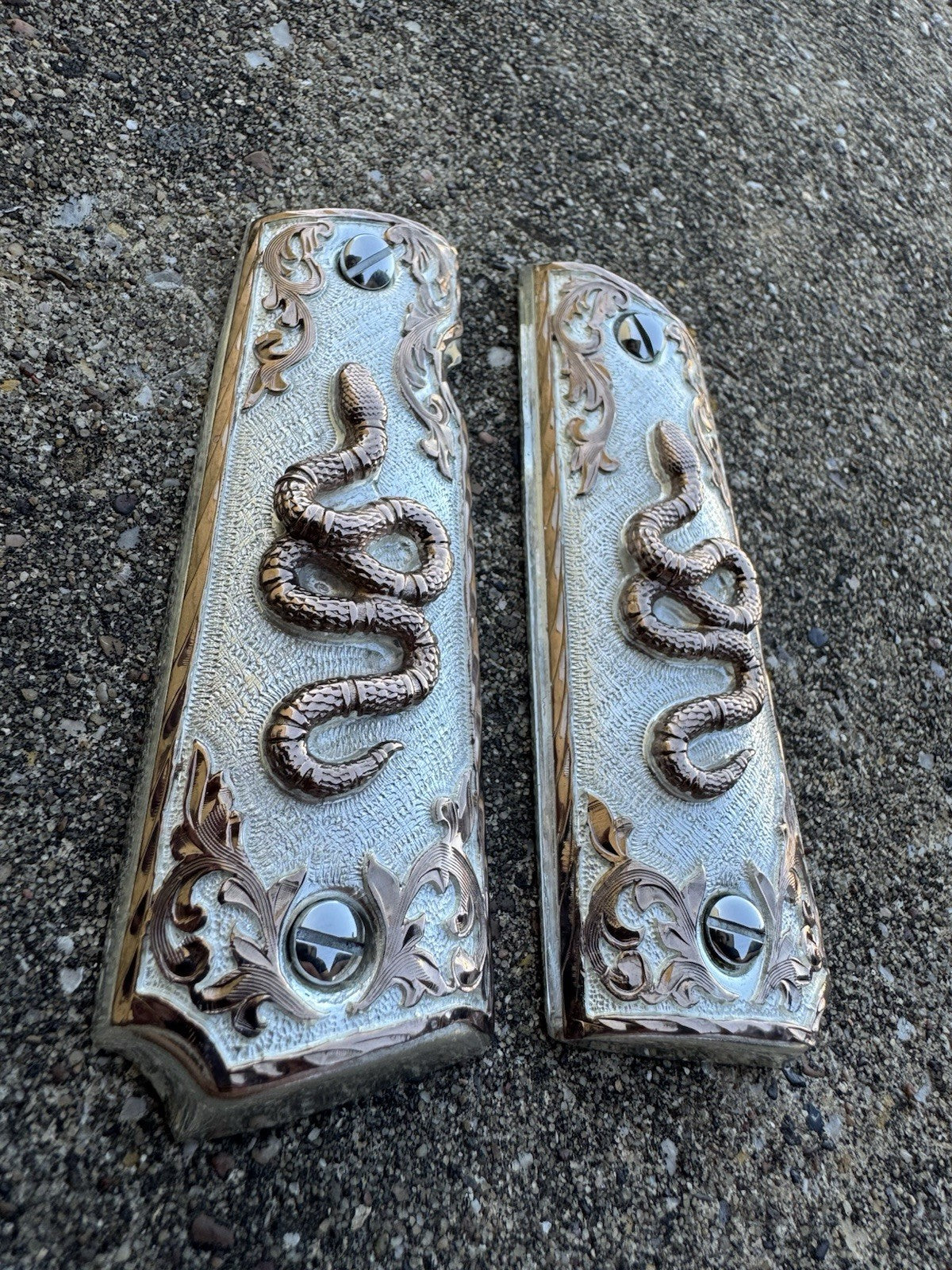 1911 45 38 Super Full Size Rose Gold Snake Gun Pistol Grip Cachas & Screws