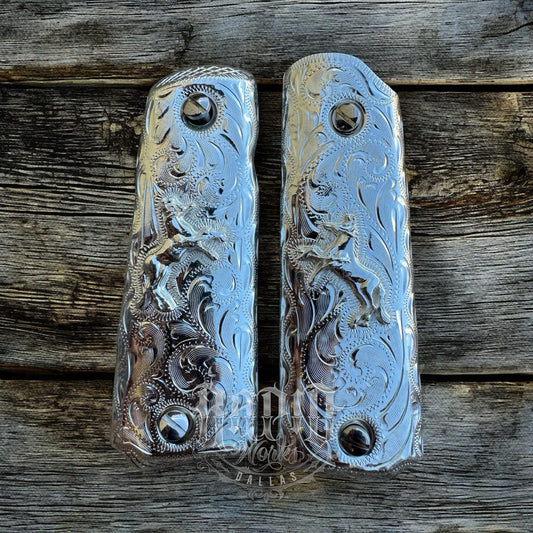 1911 45 38 Super Full Size Horse Gun Pistol Grip Cachas & Polished Screws