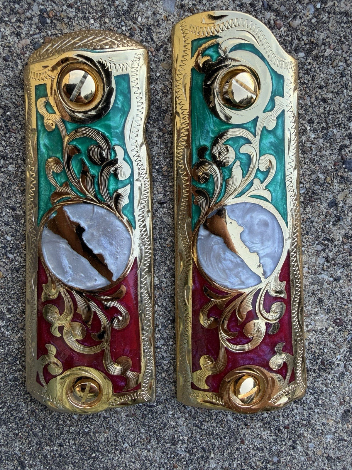 1911 45 38 Super Full Size Sinaloa Gold Gun Pistol Grip Cachas & 24K Screws