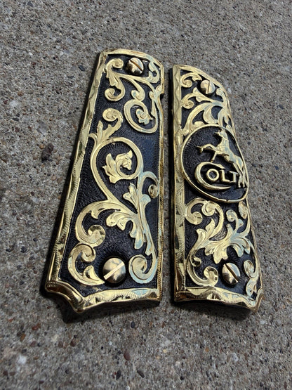 1911 45 38 Super Full Size Horse Gold Gun Pistol Grip Cachas & 24K Screws
