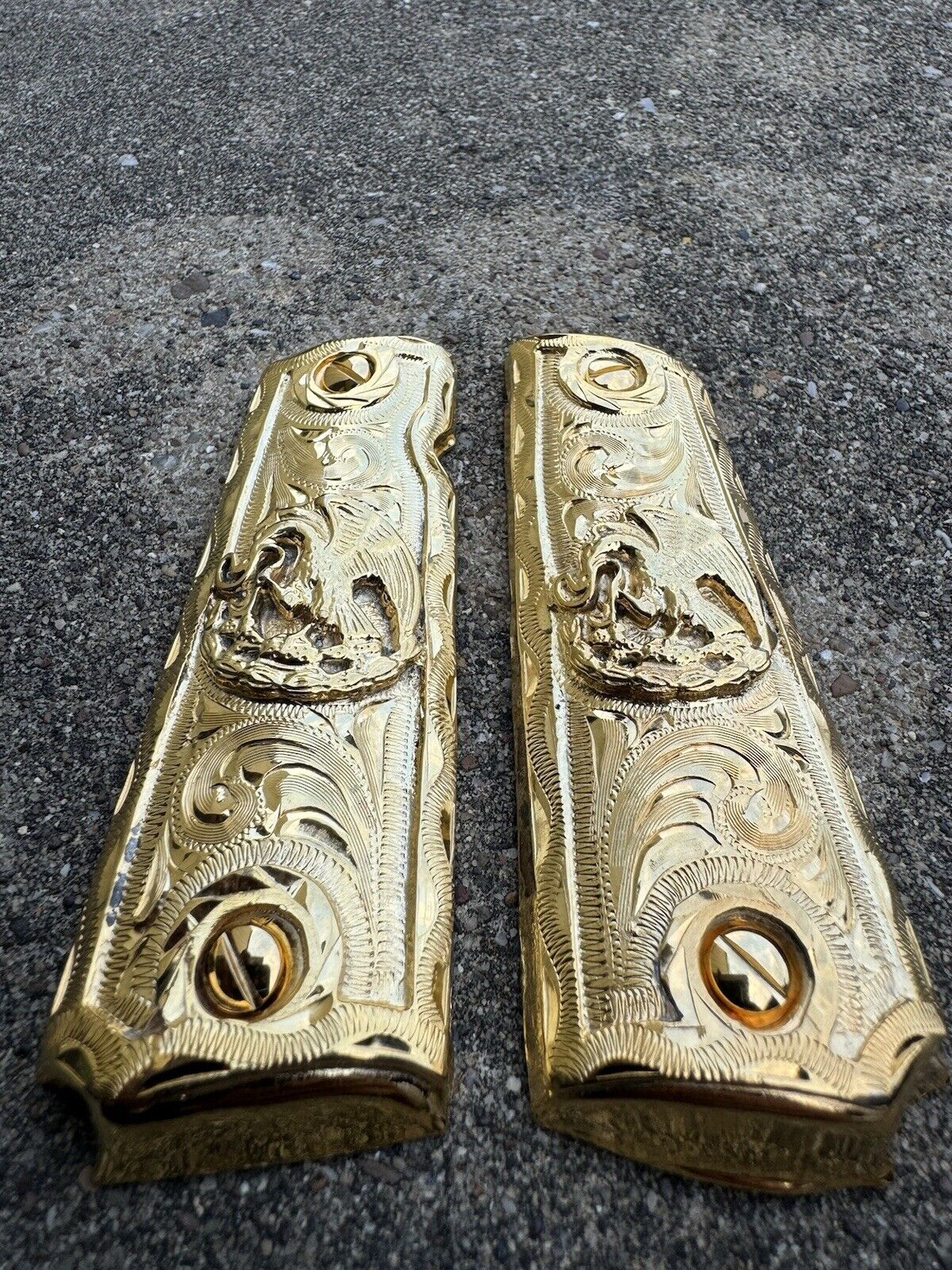 1911 45 38 Super Full Size Aguila Gold Gun Pistol Grips Cachas & 24K Screws