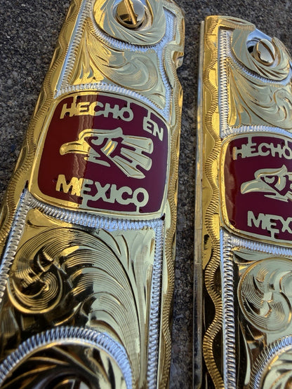 1911 45 38 Super Full Size Hecho En Mexico Gold Gun Pistol Grip Cachas & Screws