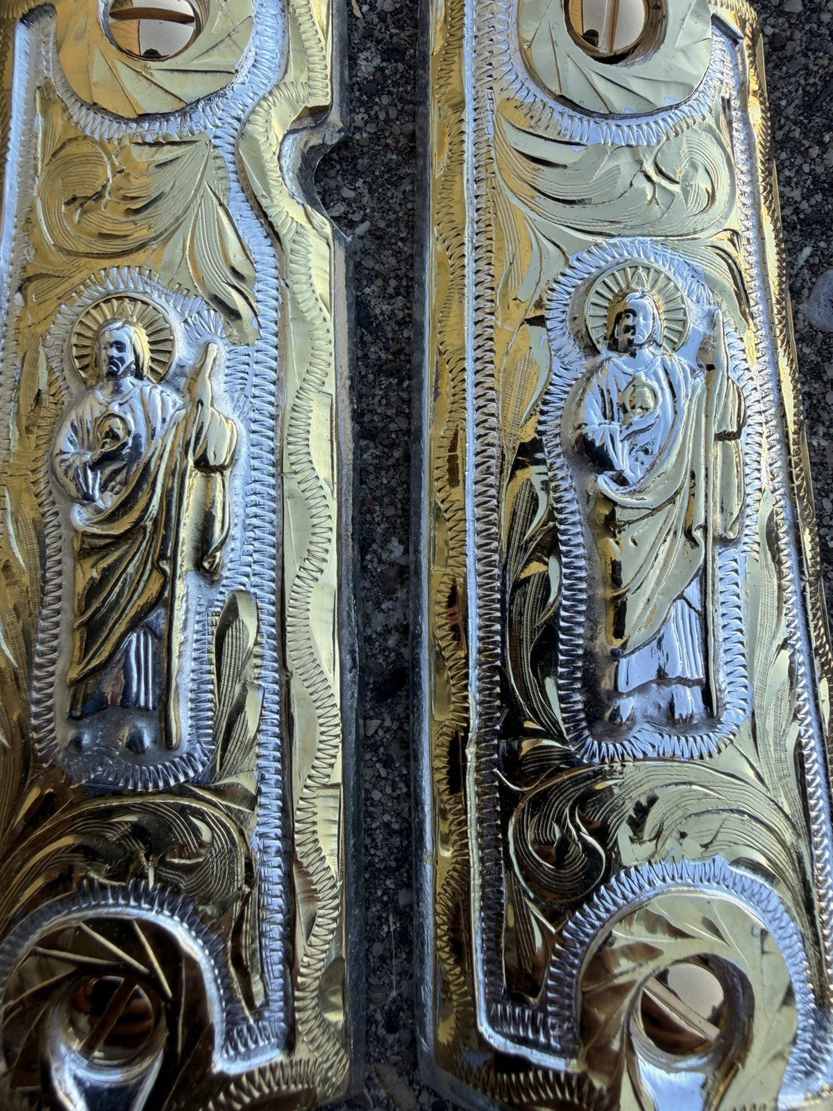 1911 45 38 Super Full Size San Judas Gold Gun Pistol Grip Cachas & 24K Screws