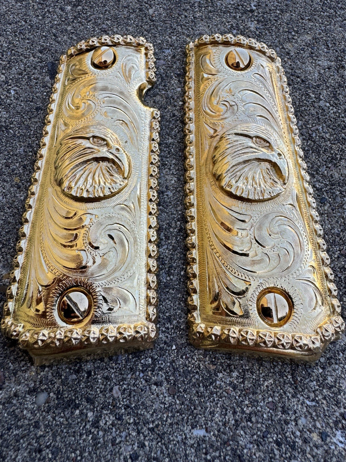 1911 45 38 Super Full Size Gold Gun Pistol Grip Cachas Chapeado & 24K Screws