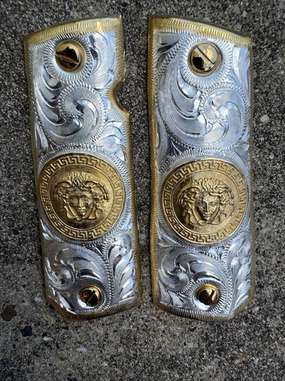 1911 45 38 Super Full Size Versace Gold Gun Pistol Grip Cachas & 24K Screws