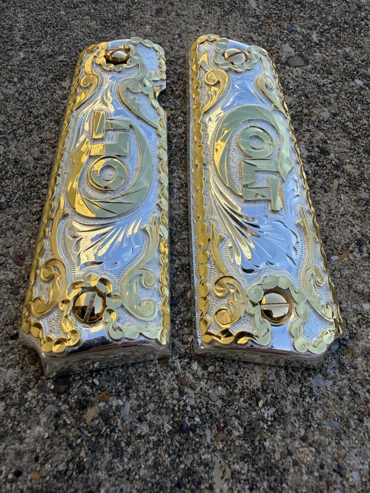 1911 45 38 Super Full Size Colt Gold Gun Pistol Grip Cachas & 24K Screws