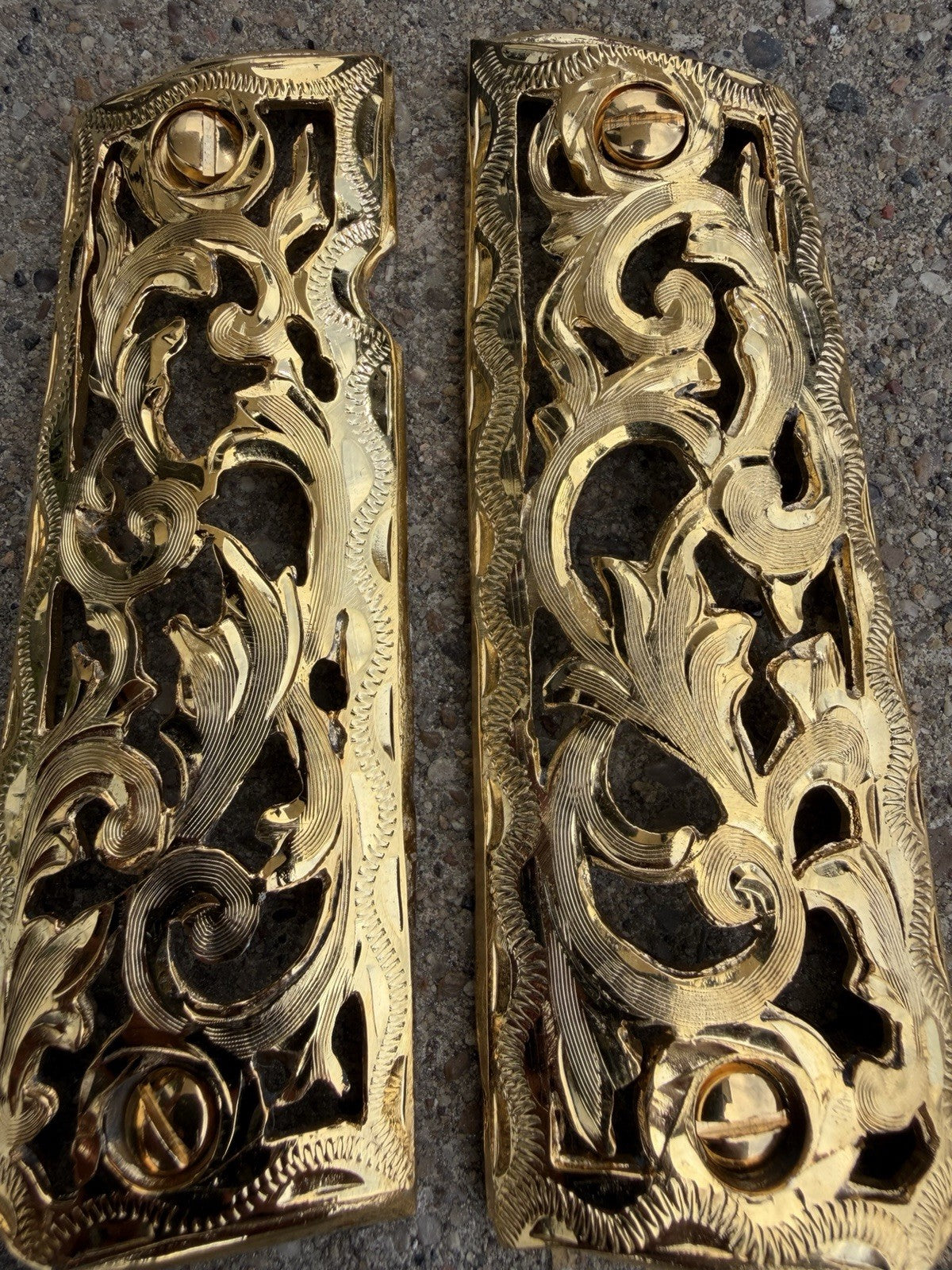 1911 45 38 Super Full Size Gold Gun Pistol Grip Cachas Chapeado & 24K Screws