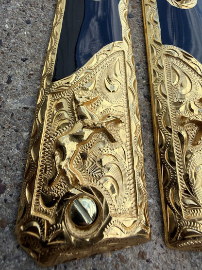 1911 45 38 Super Full Size Horse Gold Gun Pistol Grip Cachas & 24K Screws