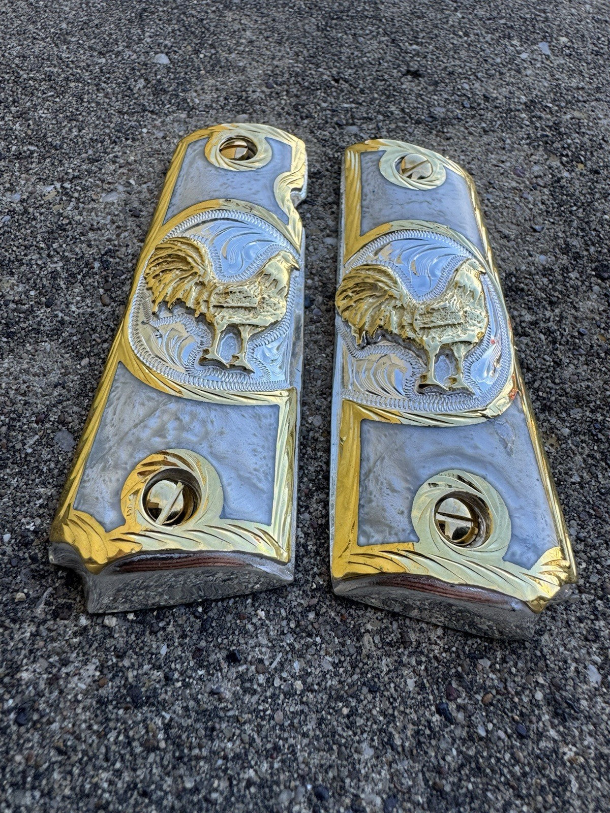 1911 45 38 Super Full Size Gallo Gold Gun Pistol Grip Cachas & 24K Screws